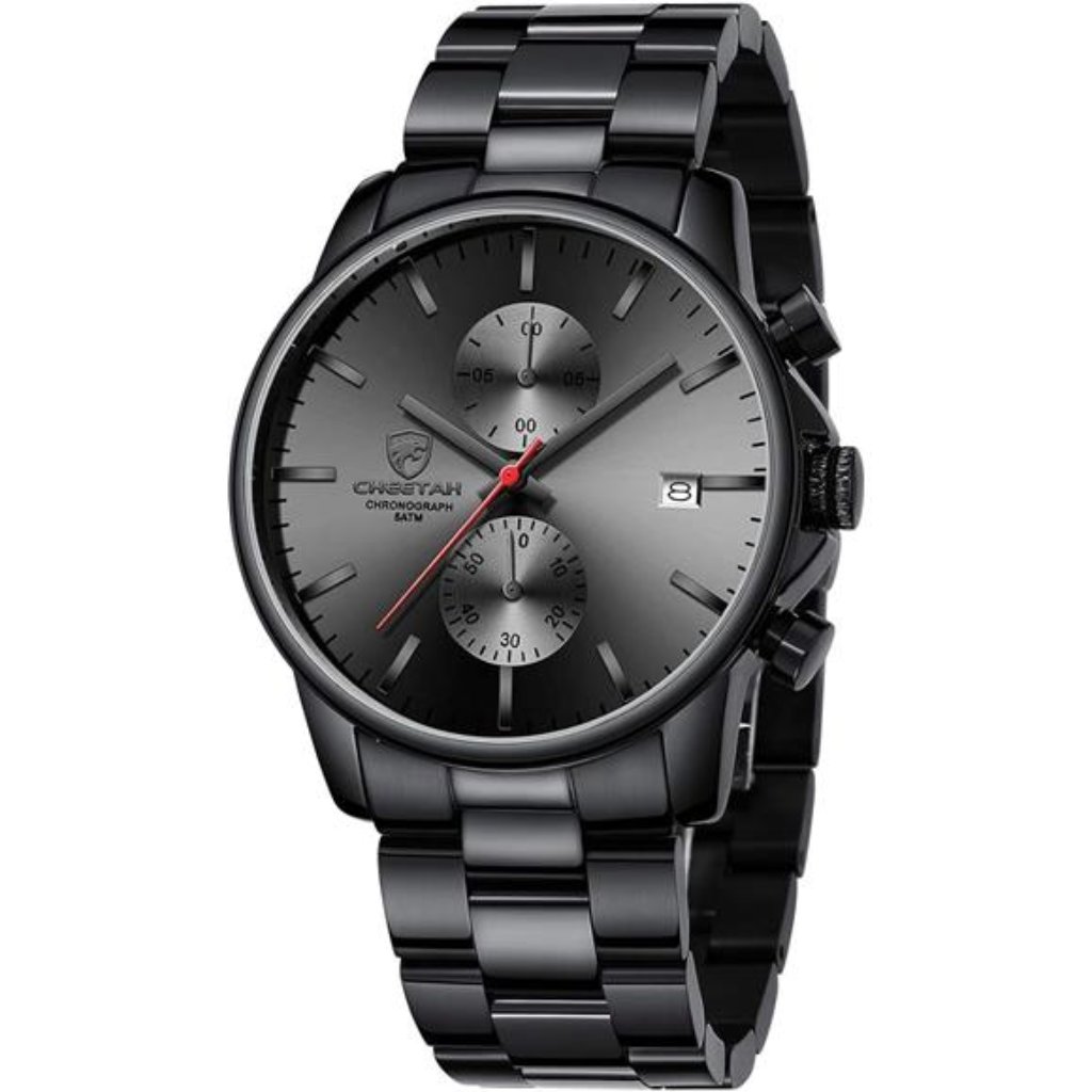 Mens Watch With Stainless Steel Waterproof Chronograph Quartz Watch W Auto Date